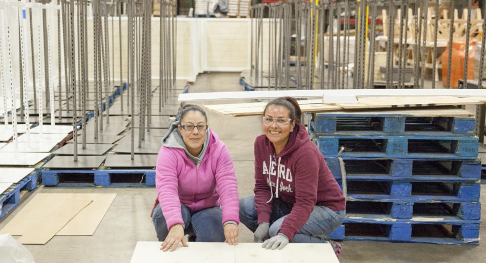 two women working in a woodworking factory