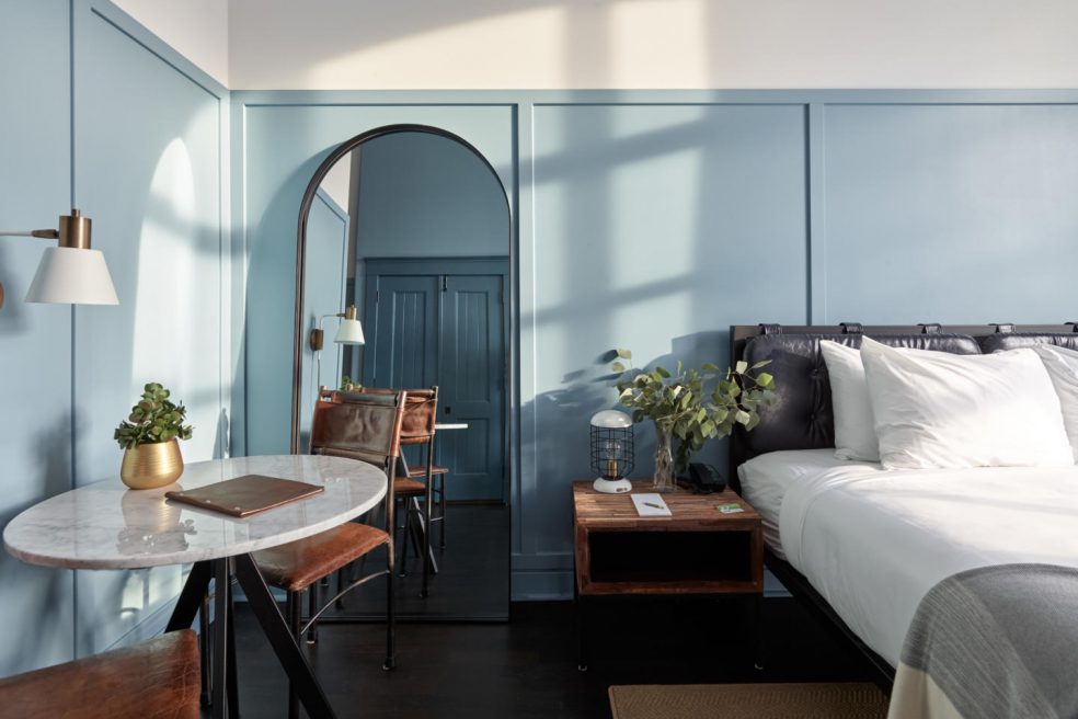 Deluxe King guest room at Boutique Hotel The Wheelhouse with furniture from Morgan Li