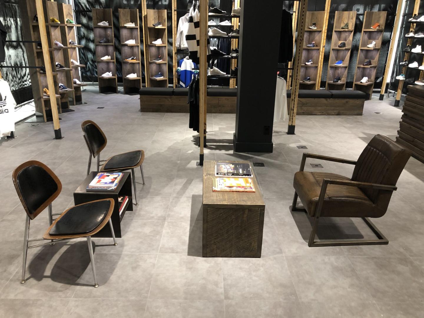 Custom furniture by Morgan Li at Adidas pop up in Nice Kicks 