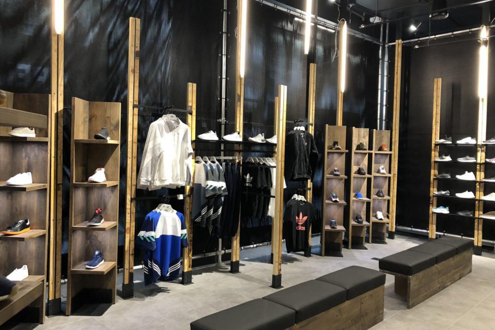 Benches and retail displays by Morgan Li at Adidas pop up shop