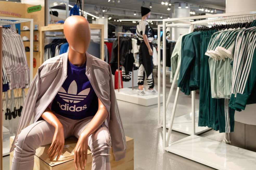 Mannequin and apparel floor display for Adidas shop in shop by Morgan Li