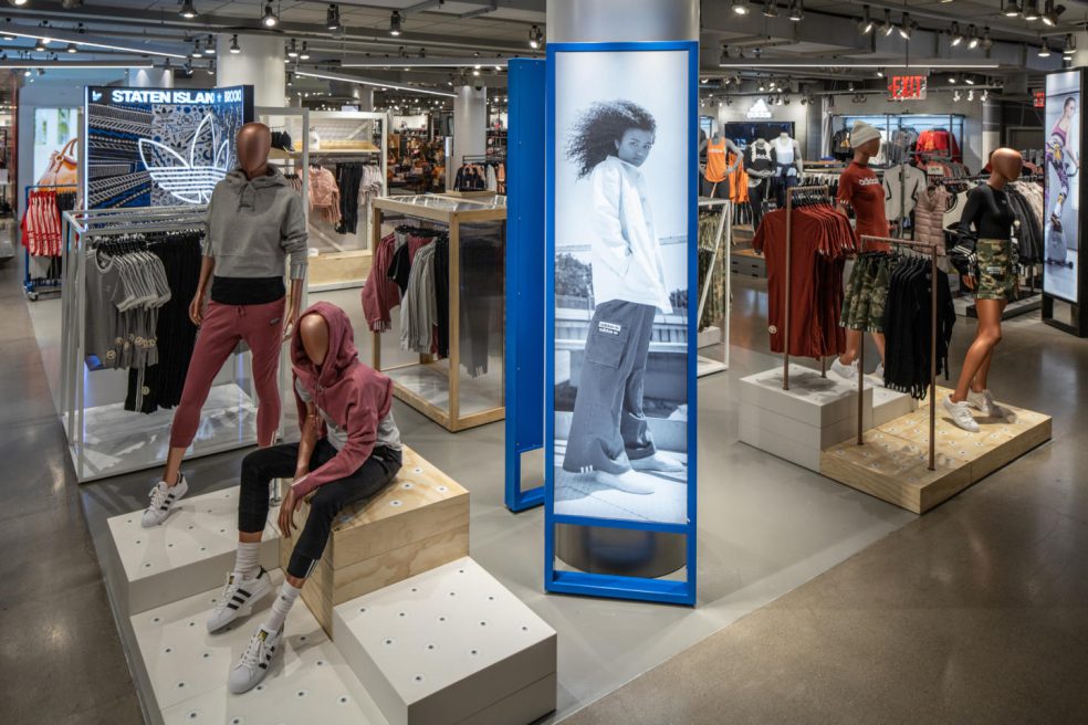 Mannequins, Graphics, and displays at Adidas Shop in Shop
