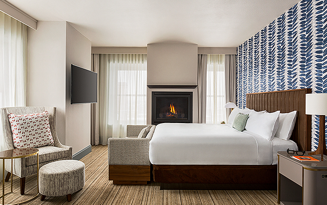 Guest Room at Hotel Northland with furniture and casegoods by Morgan Li