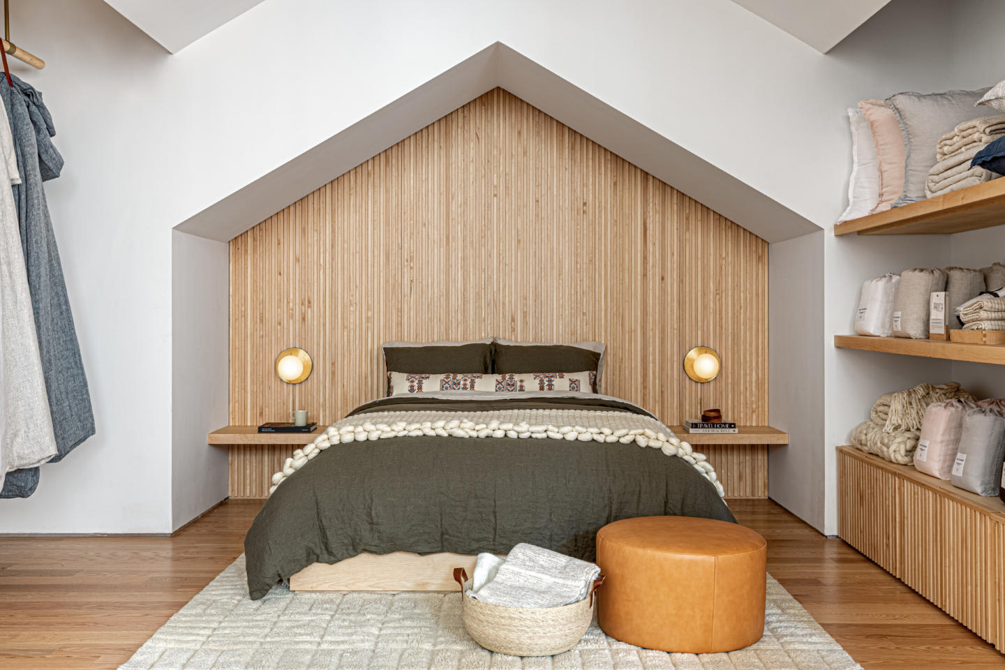 Bedroom Display with custom millwork and shelving at The Citizenry NYC 