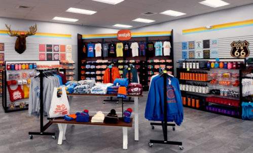 Floor display and perimeter system with apparel and more by custom manufacturer Morgan Li