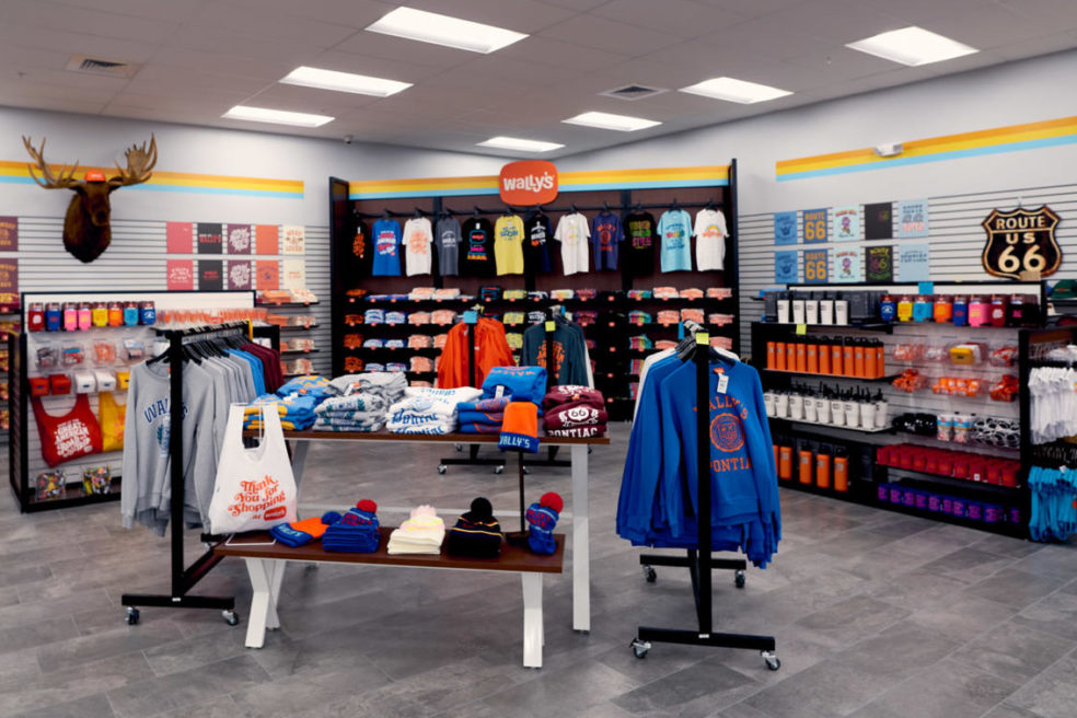 Floor display and perimeter system with apparel and more by custom manufacturer Morgan Li