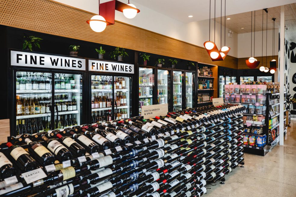 Retail shelving for wine made by Morgan Li