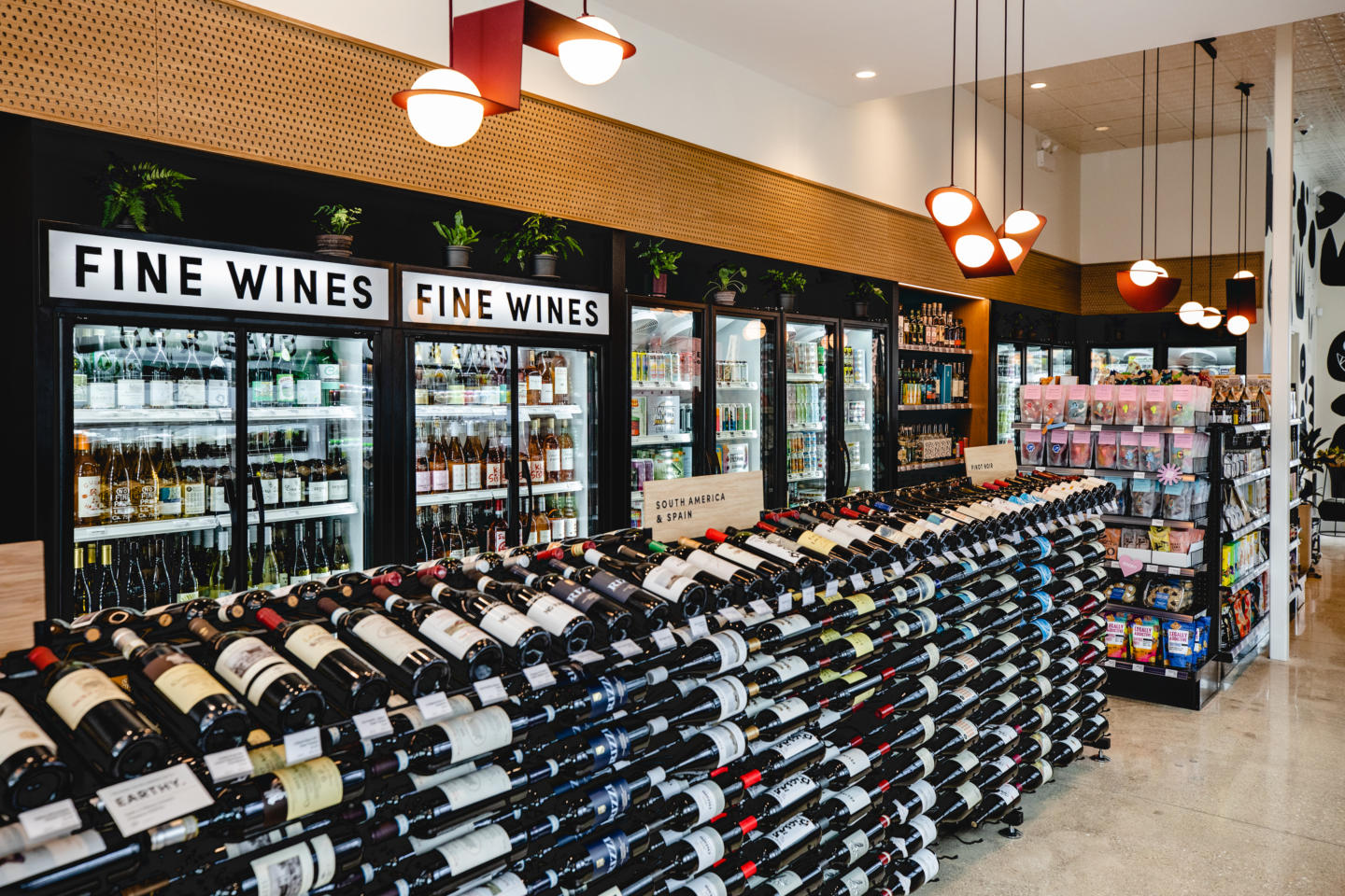 Custom retail shelving for wine made by Morgan Li