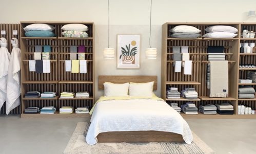 Custom furniture and retail displays at Brooklinen Santa Monica by Morgan Li