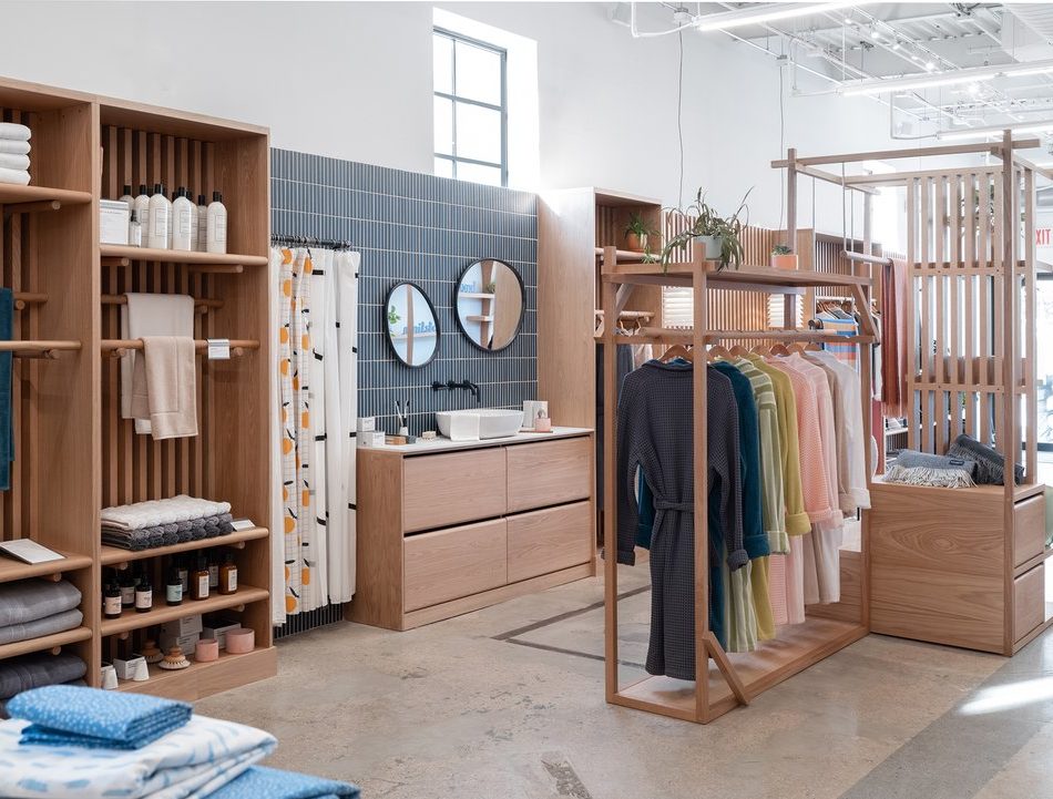 Brooklinen flagship with custom retail displays and millwork by Morgan Li