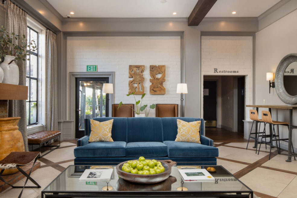 Common area at Inn Marin with furniture and casegoods by Morgan Li
